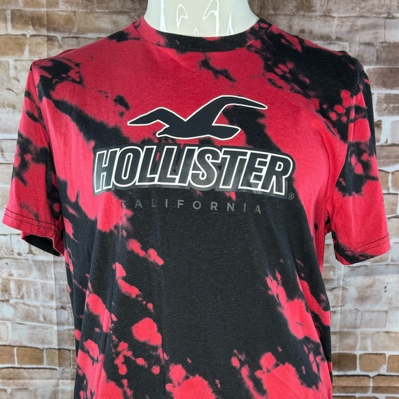 Hollister Men’s Short Sleeve Sport Knit Tie-Dye T-Shirt - Size: XL - Red / Black - Picture 2 of 7